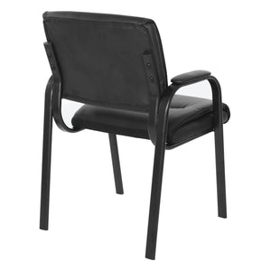 Padded Seat and Back Faux Leather Visitor’s Chair with Black Finish Frame
