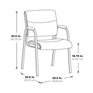 Padded Seat and Back Faux Leather Visitor’s Chair with Black Finish Frame