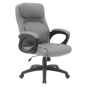 Faux Leather Manager’s Chair with Padded Arms and Black Nylon Base