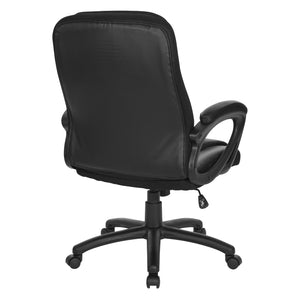 Faux Leather Manager’s Chair with Padded Arms and Black Nylon Base