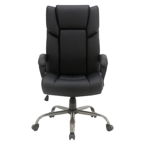 High-Back Faux Leather Executive Chair with Padded Arms and Titanium Metal Base