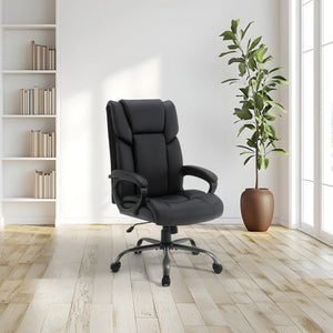 High-Back Faux Leather Executive Chair with Padded Arms and Titanium Metal Base