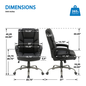 Mid-Back Faux Leather Executive Chair with Padded Arms and Titanium Metal Base