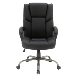 Mid-Back Faux Leather Executive Chair with Padded Arms and Titanium Metal Base