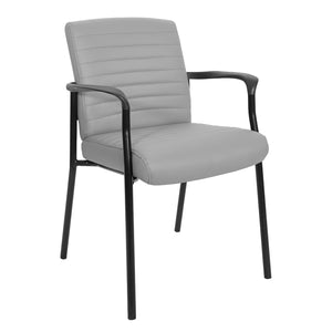 Low-Back Faux Leather Guest Chair with Black Finish Frame