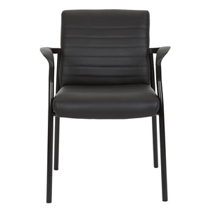 Low-Back Faux Leather Guest Chair with Black Finish Frame