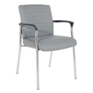 Low-Back Faux Leather Guest Chair with Chrome Finish Frame