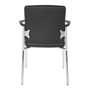 Low-Back Faux Leather Guest Chair with Chrome Finish Frame