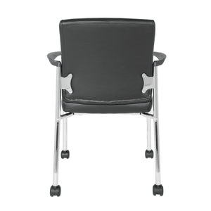 Low-Back Faux Leather Guest Chair with Casters, Chrome Finish Frame