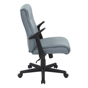Mid-Back Faux Leather Manager’s Chair with Flip Up Arms and Nylon Base