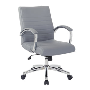 Executive Low-Back Faux Leather Chair with Padded Arms and Chrome Finish Base