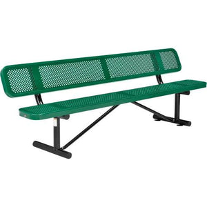 Global Industrial Thermoplastic Coated Metal Bench with Backrest, 8', Perforated Metal
