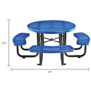 Global Industrial Thermoplastic Coated Metal 46" Round Picnic Table, Perforated Metal