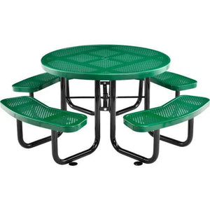 Global Industrial Thermoplastic Coated Metal 46" Round Picnic Table, Perforated Metal