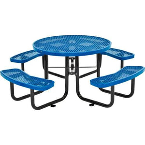 Global Industrial Thermoplastic Coated Metal 46" Round Picnic Table, Expanded Metal