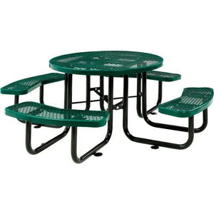 Global Industrial Thermoplastic Coated Metal 46" Round Picnic Table, Expanded Metal