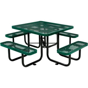 Global Industrial Thermoplastic Coated Metal 46" Square Picnic Table, Expanded Metal