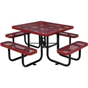 Global Industrial Thermoplastic Coated Metal 46" Square Picnic Table, Expanded Metal