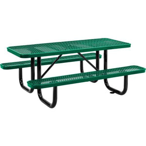 Global Industrial Thermoplastic Coated Metal Rectangular Picnic Table, 6' x 30", Expanded Metal