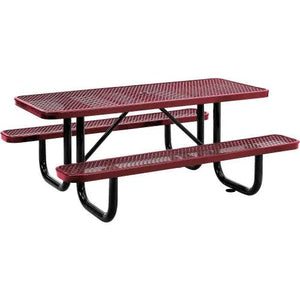 Global Industrial Thermoplastic Coated Metal Rectangular Picnic Table, 6' x 30", Expanded Metal