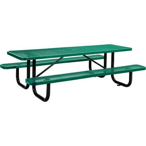 Global Industrial Thermoplastic Coated Metal Rectangular Picnic Table, 8' x 30", Expanded Metal