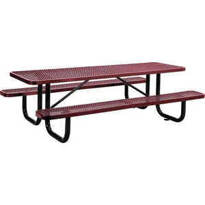 Global Industrial Thermoplastic Coated Metal Rectangular Picnic Table, 8' x 30", Expanded Metal