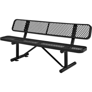 Global Industrial Thermoplastic Coated Metal Bench with Backrest, 6', Expanded Metal