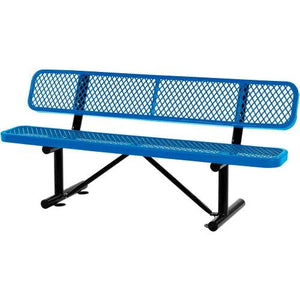 Global Industrial Thermoplastic Coated Metal Bench with Backrest, 6', Expanded Metal