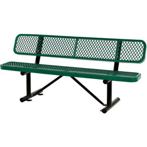Global Industrial Thermoplastic Coated Metal Bench with Backrest, 6', Expanded Metal
