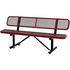 Global Industrial Thermoplastic Coated Metal Bench with Backrest, 6', Expanded Metal