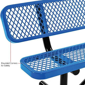 Global Industrial Thermoplastic Coated Metal Bench with Backrest, 8', Expanded Metal