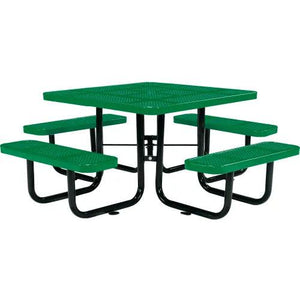 Global Industrial Thermoplastic Coated Metal 46" Square Picnic Table, Perforated Metal