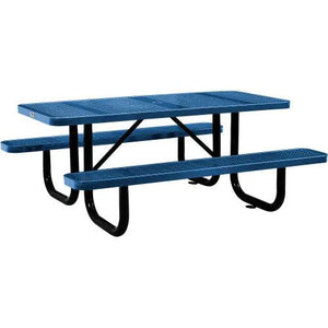 Global Industrial Thermoplastic Coated Metal Rectangular Picnic Table, 6' x 30", Perforated Metal