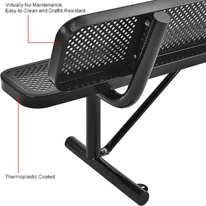 Global Industrial Thermoplastic Coated Metal Bench with Backrest, 6', Perforated Metal