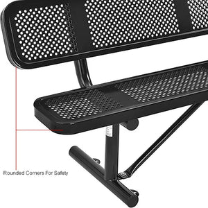 Global Industrial Thermoplastic Coated Metal Bench with Backrest, 6', Perforated Metal
