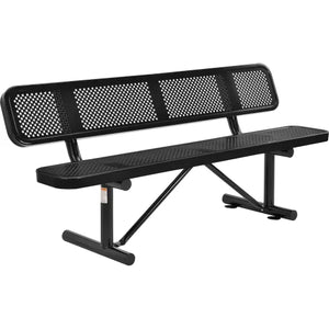 Global Industrial Thermoplastic Coated Metal Bench with Backrest, 6', Perforated Metal