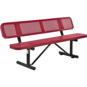 Global Industrial Thermoplastic Coated Metal Bench with Backrest, 6', Perforated Metal