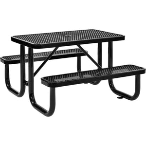 Global Industrial Thermoplastic Coated Metal Rectangular Picnic Table, 4' x 30", Expanded Metal