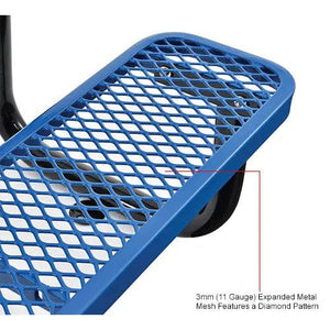 Global Industrial Thermoplastic Coated Metal Rectangular Picnic Table, 4' x 30", Expanded Metal