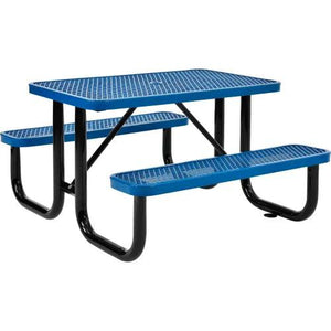 Global Industrial Thermoplastic Coated Metal Rectangular Picnic Table, 4' x 30", Expanded Metal