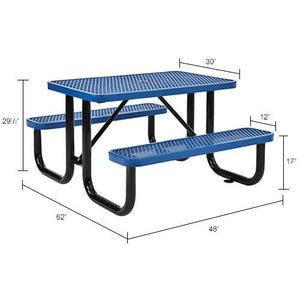 Global Industrial Thermoplastic Coated Metal Rectangular Picnic Table, 4' x 30", Expanded Metal