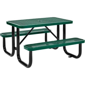 Global Industrial Thermoplastic Coated Metal Rectangular Picnic Table, 4' x 30", Expanded Metal