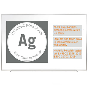 Hygienic Magnetic Porcelain Whiteboard with Aluminum Frame