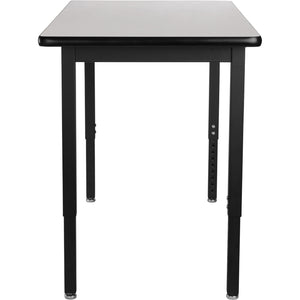 Heavy-Duty Height-Adjustable Utility Table, Black Frame, 18" x 72", High-Pressure Laminate Top with T-Mold Edge