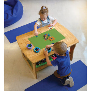 Bamboo Sensory and Construction Bricks Table with Sage Tubs