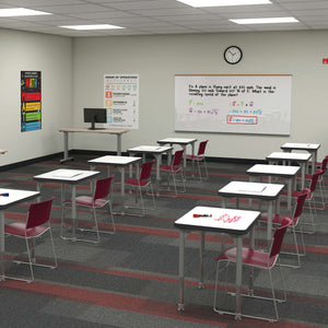 Hierarchy Rectangle Desk + Porcelain Steel Dry Erase Whiteboard Top, 34.4" W x 23.9" D, LIFETIME WARRANTY