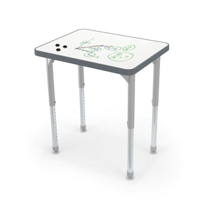 Hierarchy Rectangle Desk + Porcelain Steel Dry Erase Whiteboard Top, 34.4" W x 23.9" D, LIFETIME WARRANTY