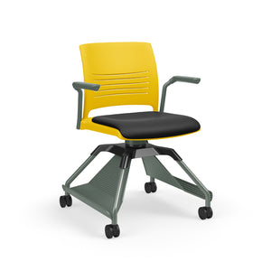 Learn2® Strive Mobile Seating Cantilever Armchair with Accessory Rack, Upholstered Seat/Polypropylene Back, FREE SHIPPING