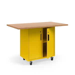 KI Ruckus Mobile Worktable, Single-Faced 2x2 Cubby Storage with Doors, 54" W x 30" D, 1-1/4" Laminate Top, FREE SHIPPING