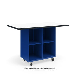 KI Ruckus Mobile Worktable, Single-Faced 2x2 Open Cubby Storage, 54" W x 30" D, 1-1/4" Laminate Top, FREE SHIPPING